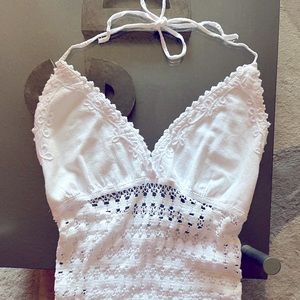 White crochet/lace halter top - Size Medium